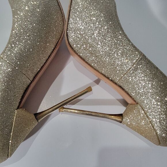 Stuart Weitzman Sabia Gold Glitter Metallic stiletto High Heels Pump Sz 7.5M - Picture 7 of 16